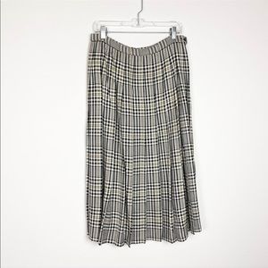 Pendleton Plaid Pleated Black Yellow Skirt Size 14